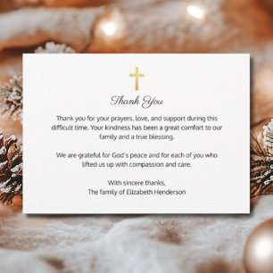 Christian Funeral Memorial Simple Cross Thank You Card