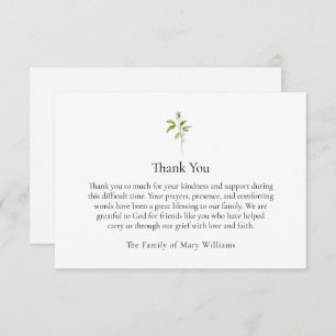 Christian Funeral Watercolor Greenery Thank You