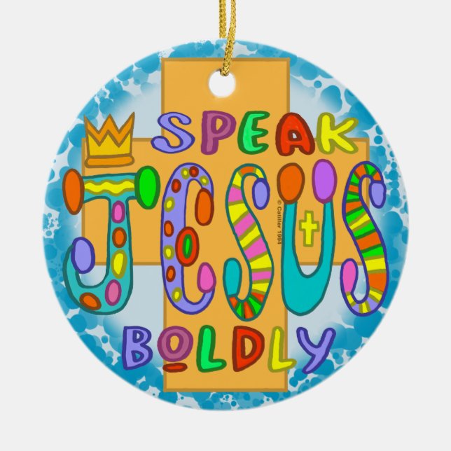Christian Funky Jesus blue Ornament (Front)