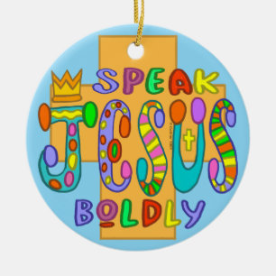 Christian Funky Jesus blue Ornament