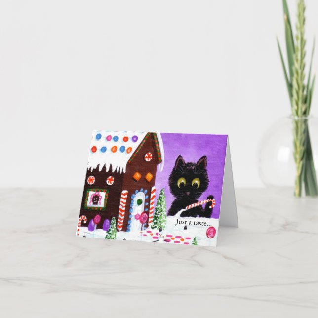 Christian Funny Cat Christmas Art Creationarts Holiday Card (Front)