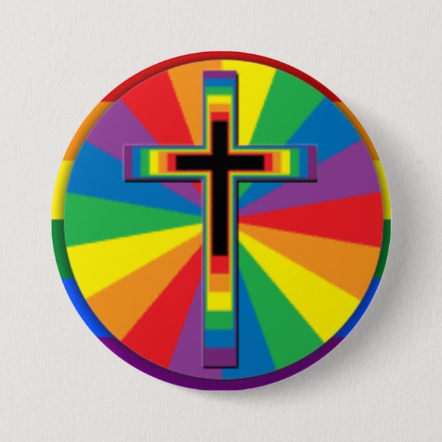 Christian Gay Pride Pin Button, (Front)