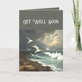 Christian Get Well Soon Seagulls Sea Ocean Shore Holiday Card