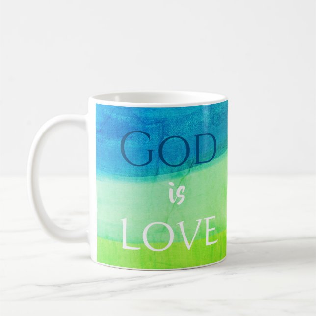Christian Gift God is Love Painterly Coffee Mug (Left)