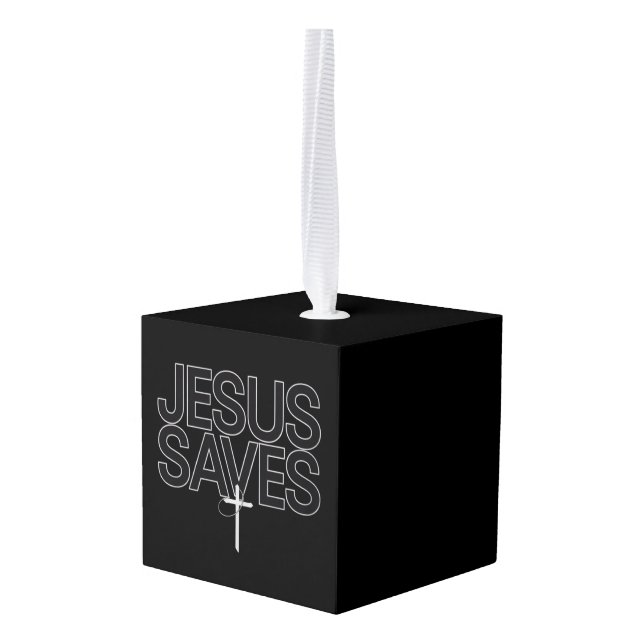 Christian Gift Jesus Faith Bible Verse Cube Ornament (Back Angled)