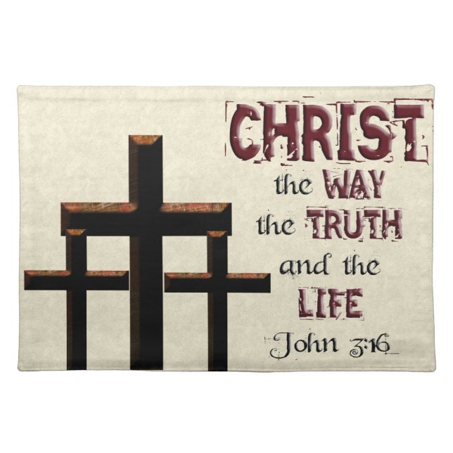 Christian Gift "Way Truth Life" John 3:16 Placemat (Front)