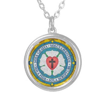 “christian Gifts” Luther Rose Christian Jesus Lord Silver Plated Necklace by CrosswearClothesCH at Zazzle