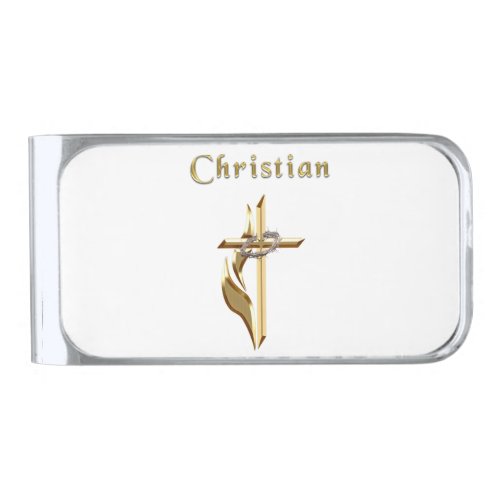 Christian gifts silver finish money clip