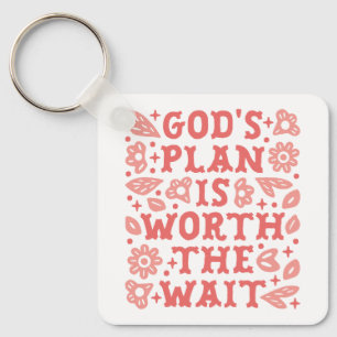 Christian girl god plan pink floral aesthetic keychain