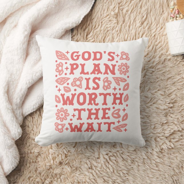 Christian girl god plan quotes pink aesthetic cute throw pillow (Blanket)