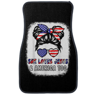 Christian Girl Loves Jesus & America Shirt 4th Jul Car Floor Mat