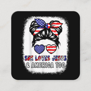 Christian Girl Loves Jesus & America Shirt 4th Jul Square Business Card