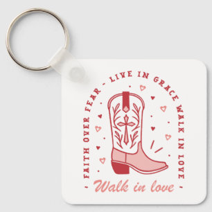 Christian girl quotes walk in love pink aesthetic keychain