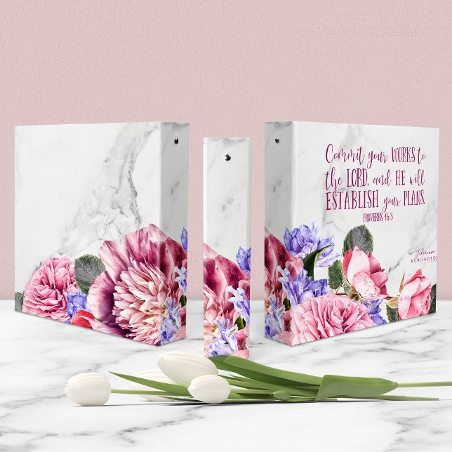 Christian Girly Floral Marble Bible Verse 3 Ring Binder (Christian Girly Floral Marble Bible Verse 3 Ring Binder)