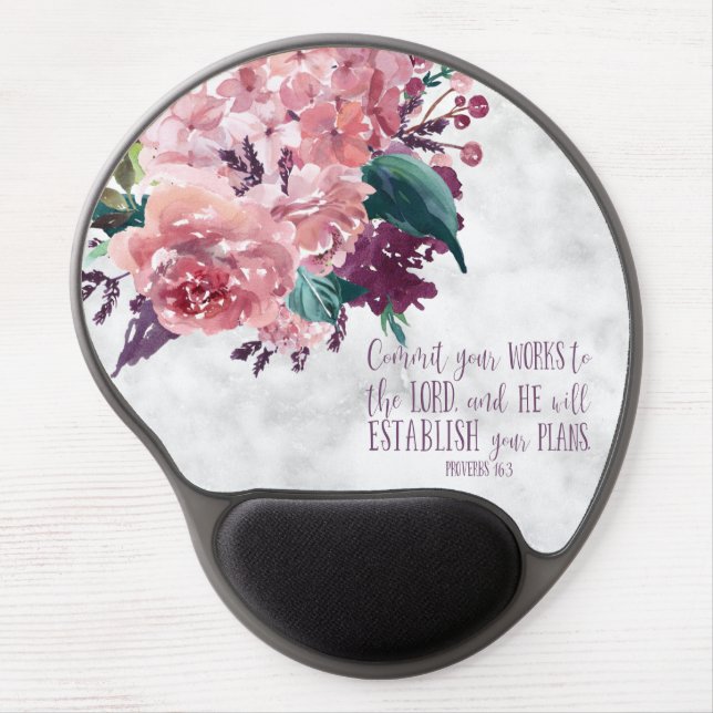 Christian Girly Floral Marble Bible Verse Gel Mouse Pad (Front)
