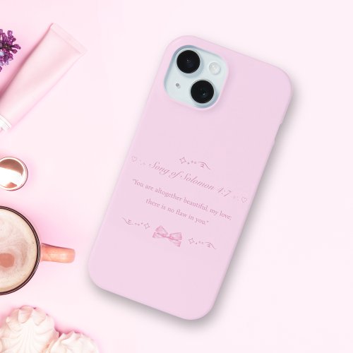 Christian Girly Pink Coquette Bible Verse iPhone 15 Case