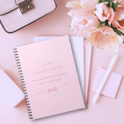 Christian Girly Pink Coquette Bible Verse Notebook
