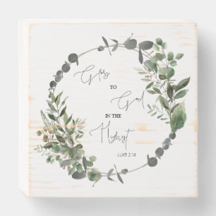 Christian Glory to God in the Highest Eucalyptus Wooden Box Sign