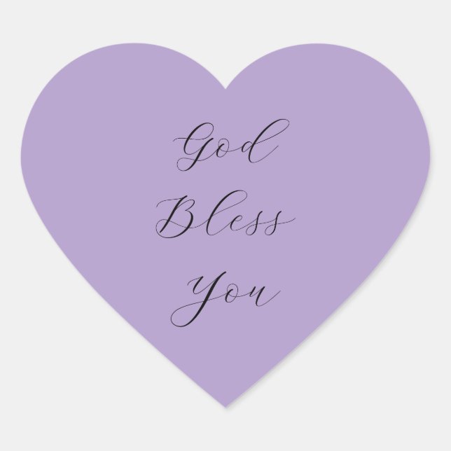 Christian ‘God Bless You’ Black Script Purple  Heart Sticker (Front)