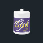 Christian GOD FINAL SAY Bible Purple SMALL 11oz Teapot<br><div class="desc">Enjoy your hot drink morning, noon and night with this stylish Scripture monogram mug. Modern design includes the message "GOD HAS THE FINAL SAY" which refers to Proverbs 16:1. All text is fully customisable, so you can personalise with your own monogram or favourite Bible verse or text. Matching items available....</div>