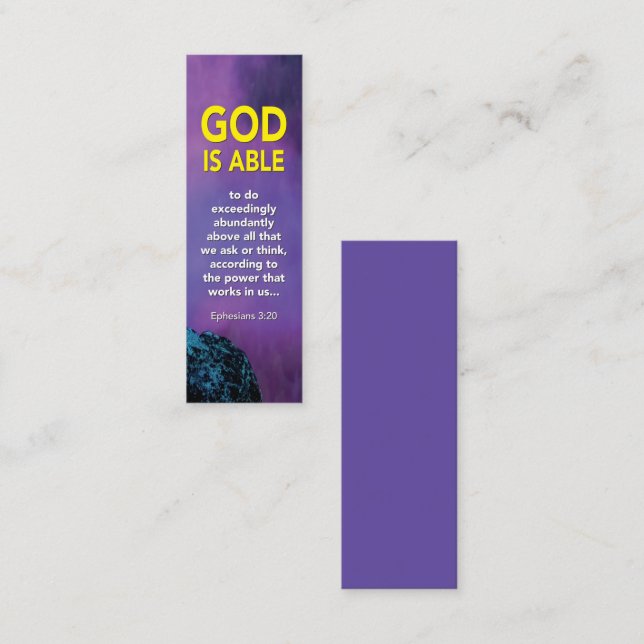 Christian GOD IS ABLE Ephesians 3:20 Mini Bookmark Calling Card (Front/Back)