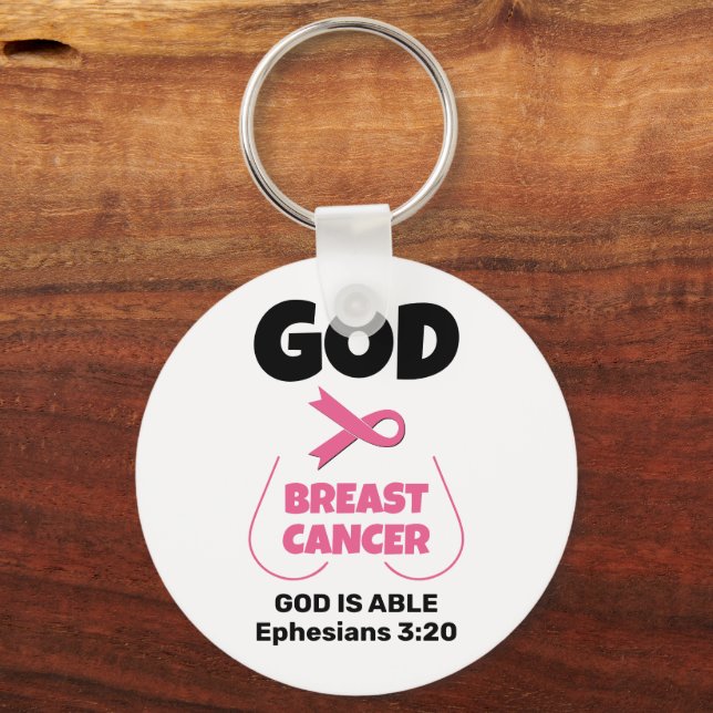 Christian GOD IS BIGGER THAN BREAST CANCER  Keychain (Front)