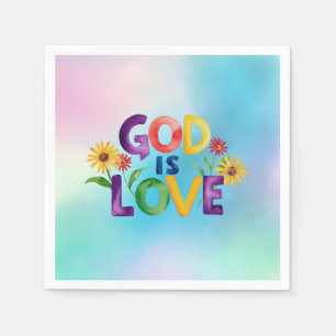 Christian God is Love Colorful Daisy Flowers Quote Napkins
