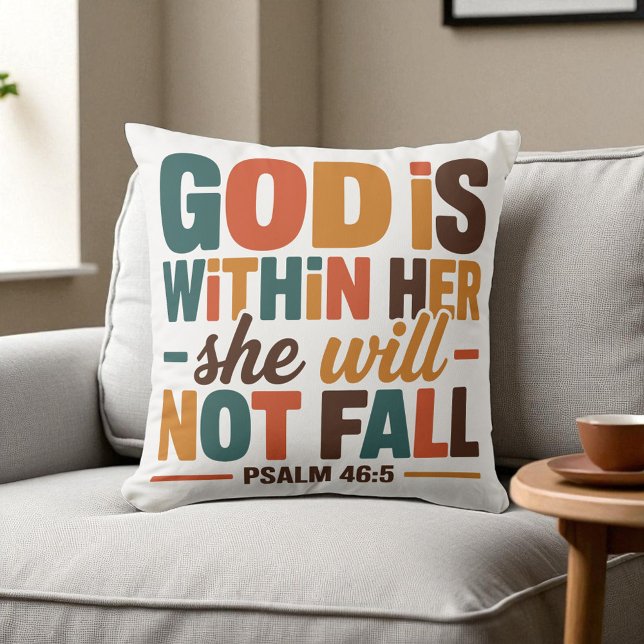 Christian - God is Within Her Custom Bible Verse Throw Pillow (Creator Uploaded)