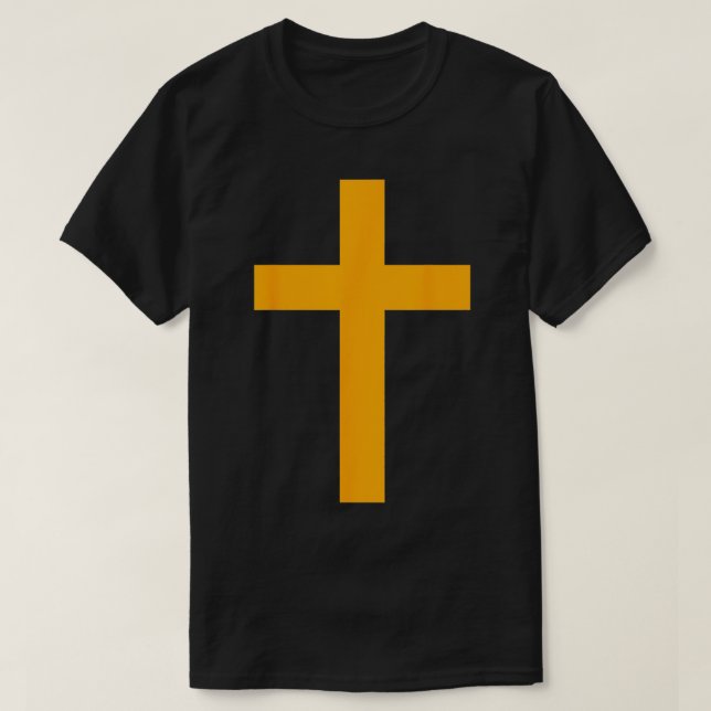 Christian God Jesus Cross Orange  T-Shirt (Design Front)