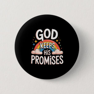 Christian God Keeps His Promises Rainbow Clouds  Button