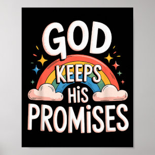 Christian God Keeps His Promises Rainbow Clouds Poster