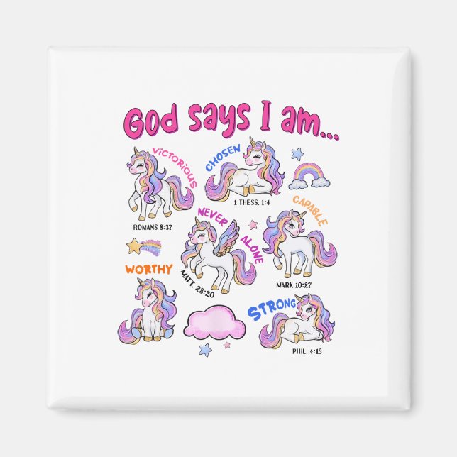 Christian God Says I Am Unicorn Bible Verse Religi Magnet (Front)