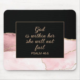 Christian God Within Her Pink Black Gold Marble Mouse Pad