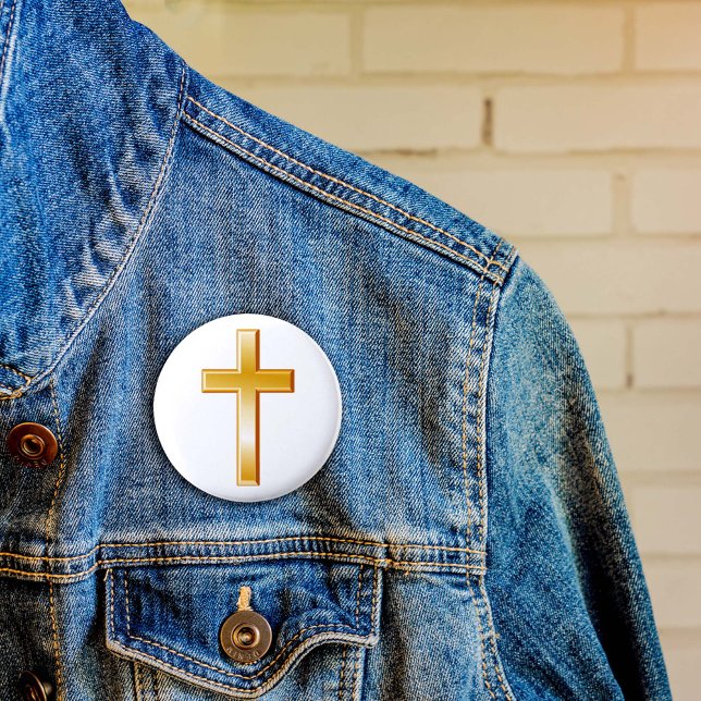 Christian Gold Cross Button (The gold cross is a central symbol of the Christian faith. )