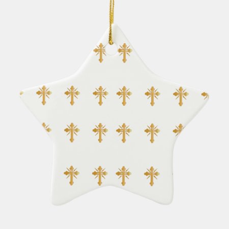Christian Gold Cross Ceramic Ornament