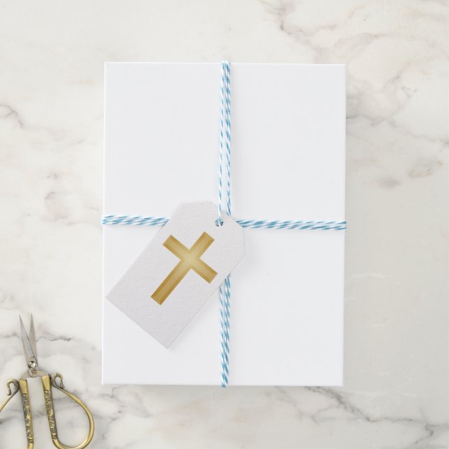 Christian Gold Cross Gift Tags (With Twine)