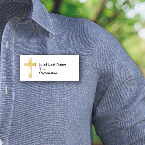 Christian Gold Cross Name Tag