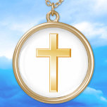 Christian Gold Cross Necklace<br><div class="desc">The cross is a central symbol of the Christian faith. This symbol also serves as a reminder of Christian religious beliefs and spiritual devotion. ***Please note gold color on artwork is not metallic.***</div>