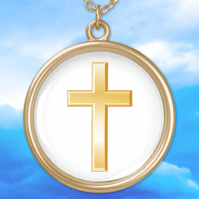 Christian Gold Cross Necklace (Gold cross, religious symbol of the Christian faith. )