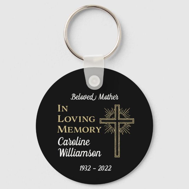  Christian Gold Cross Remberance Memorial Keychain (Front)