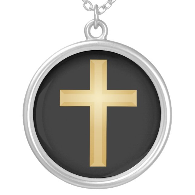 Christian Gold Cross Silver Plated Necklace (Front)