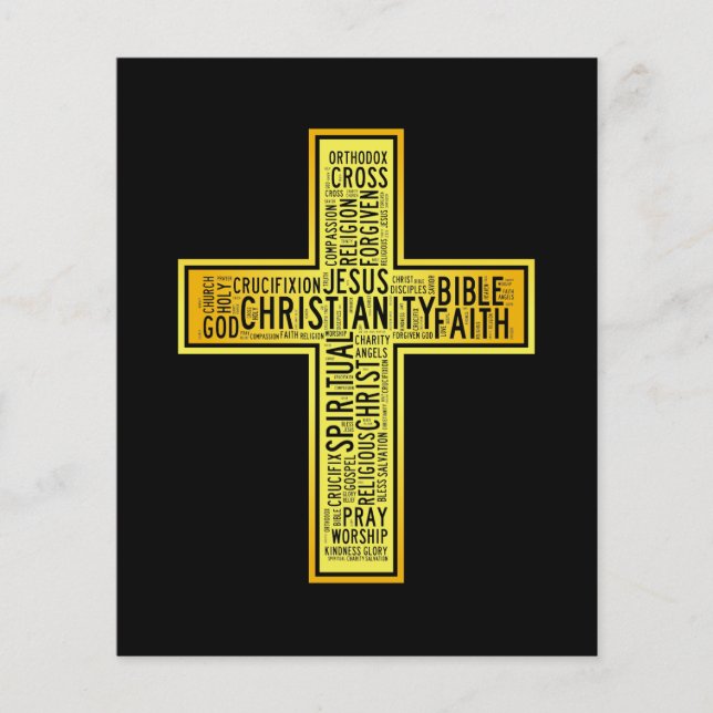 Christian gold cross - text design flyer (Front)