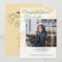 Christian Gold Graduation Photo Invitation