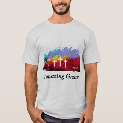 Christian Good Friday Crosses Amazing Grace T_Shirt