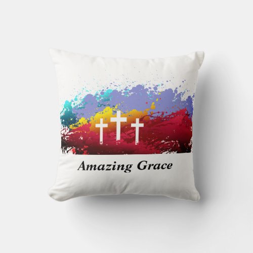 Christian Good Friday Crosses Amazing Grace Throw Pillow