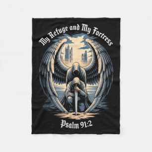 Christian Gothic Guardian Angel Bible Quote Psalm Fleece Blanket