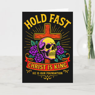 Christian Gothic Skull Cross Hold Fast Jesus Chris Card