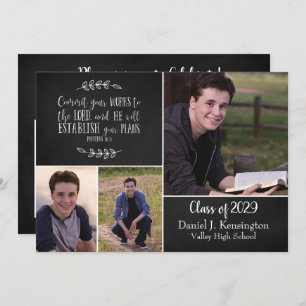 Christian Graduation Bible Verse 3 Photo Collage Invitation