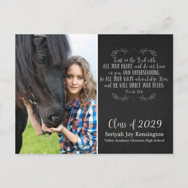 Christian Graduation Bible Verse | Chalkboard Postcard (Front)