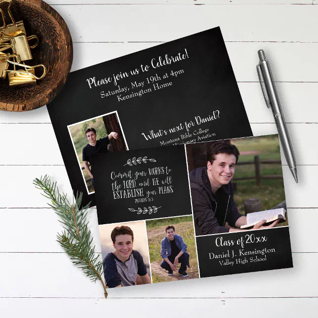 Christian Graduation Bible Verse Photo Collage Invitation Zazzle